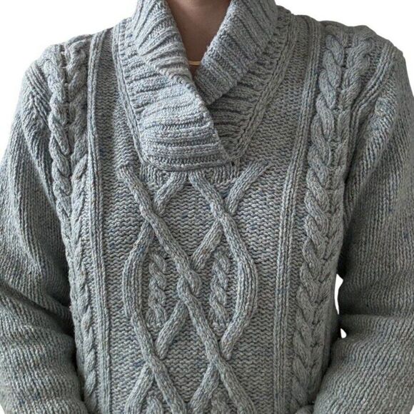 Islander Womens Light Blue Donegal Merino Wool Cashmere Cowl Neck Irish Sweater - Picture 4 of 6